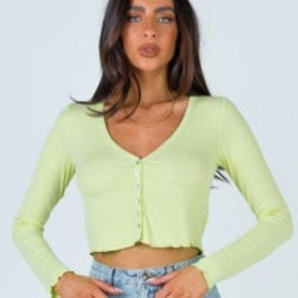Princess Polly Neon Green Cropped Top